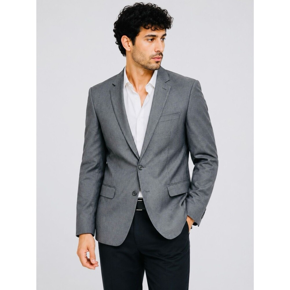 Calvin Klein Men’s Gray 2-Button Blazer 40R Sport Coat 100% Wool Classic Fit